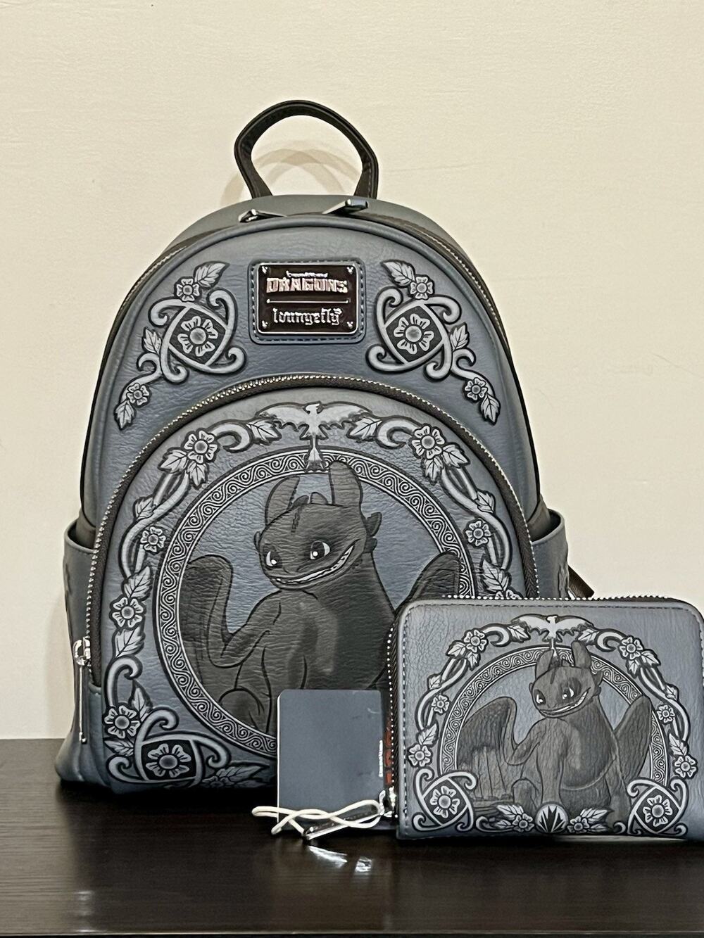 Loungefly How To Train Your Dragon Toothless Portrait Mini Backpack Wallet Set